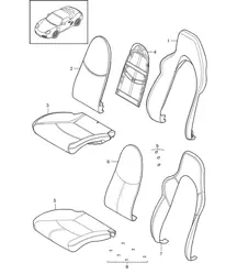 Foam part / Seat and backerst cover / Sports seat 987.2 Boxster / Boxster S 2009-12