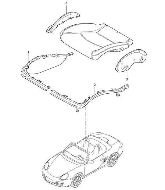 Cushion carrier / Frame / Seat surface / Sports seat 987.2 Boxster / Boxster S 2009-12