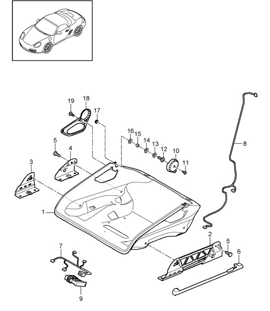 Bucket seat / Collapsible / Seat frame / Accessories 987.2 Boxster / Boxster S 2009>>