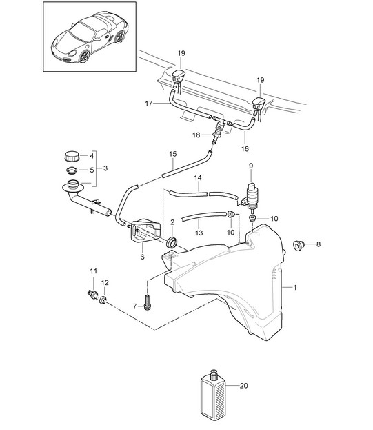Windscreen washer system 987.2 Boxster / Boxster S 2009-12