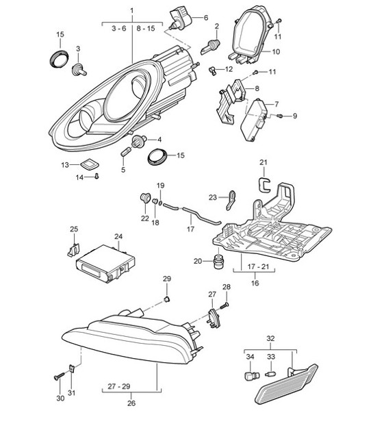 Diagram 905-001 Porsche Boxster 718 (982) 2017>> Electrical equipment