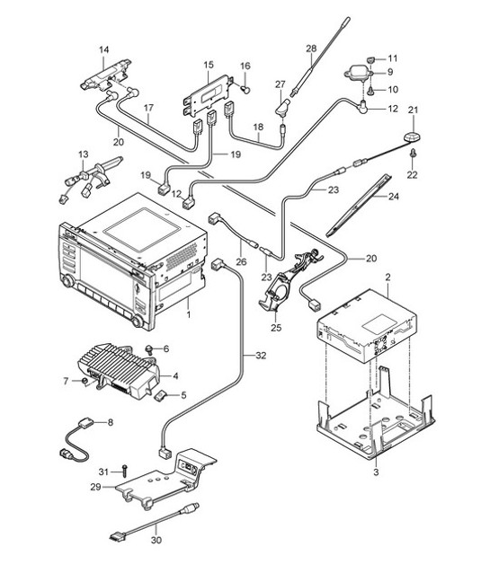Diagram 911-000 Porsche Boxster 986 2.7L 2003-04 Electrical equipment