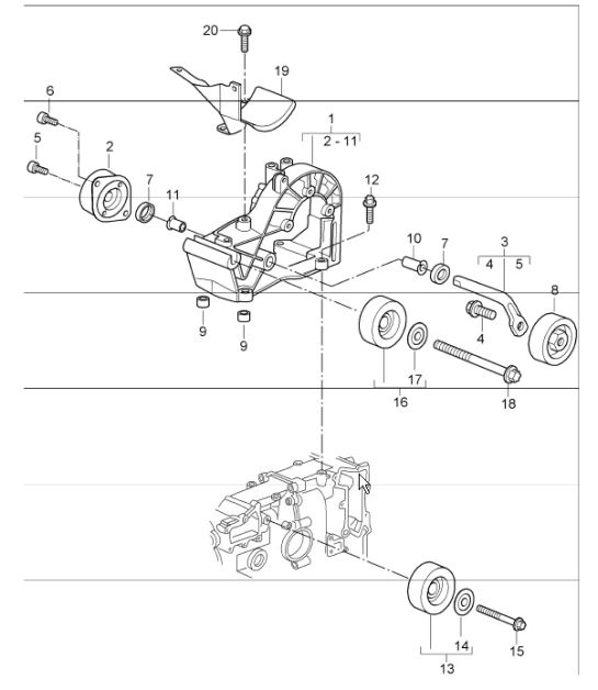 belt tensioner, belt drive 987 Boxster / Boxster S 2005-08