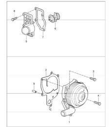 water pump, thermostat housing 987 Boxster / Boxster S 2005-08