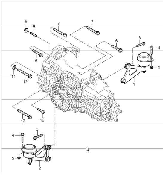 5th-speed manual transmission (I481), transmission suspension threaded joint for engine 987 Boxster M96.25 and M97.20 2005-08