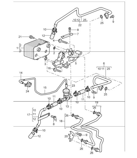 tiptronic (I249) atf cooler and atf lines 987 Boxster / Boxster S 2005-08