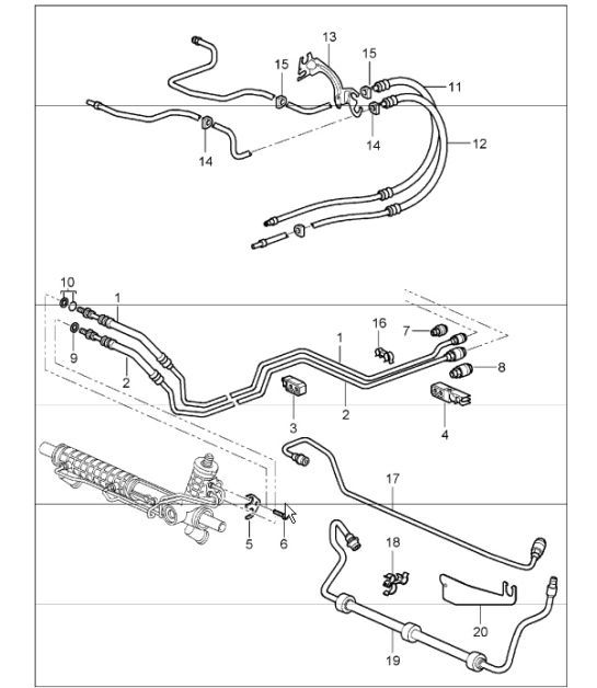 Diagram 403-01 Porsche 997 (911) MK1 2005-2008 Front Axle, Steering 