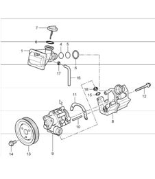 power steering, power-steering pump and container 987 Boxster / Boxster S 2005-08