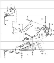 rear axle, side section and bracket 987 Boxster / Boxster S 2005-08
