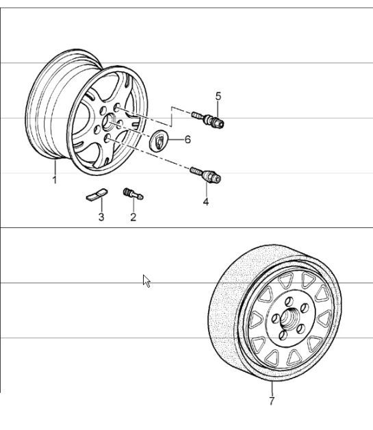 Diagram 601-00 Porsche Boxster 986 2.7L 2003-04 Wheels, Brakes