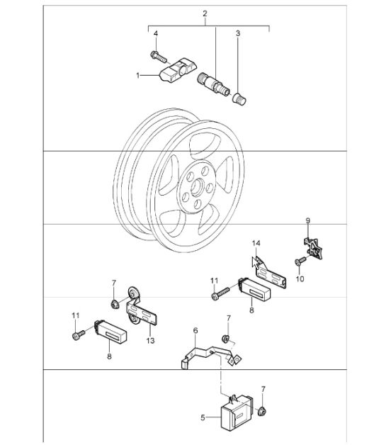 tyre pressure monitoring I482 (433 MHz) / I483 (315-MHz) for 987 Boxster / Boxster S 2005-08