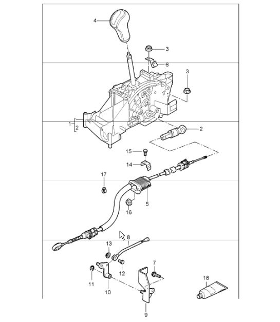 selector lever tiptronic (I249) for 987 Boxster / Boxster S 2005-08