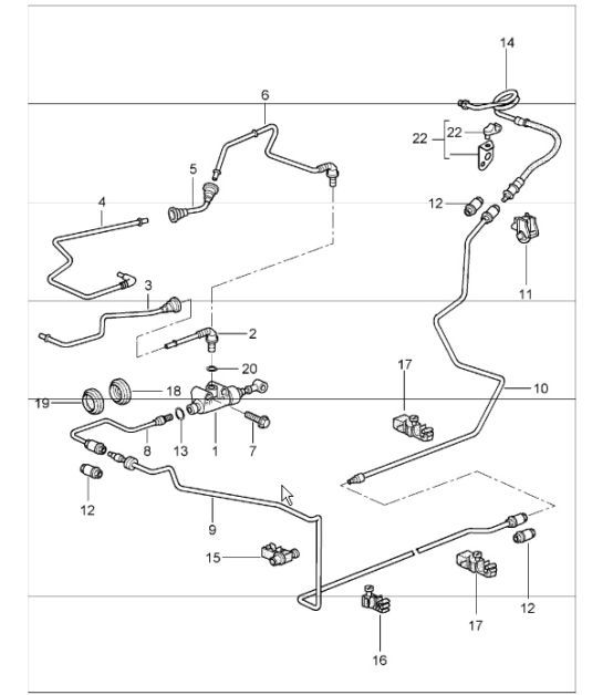 Diagram 702-08 Porsche 997 GT3 2007>> Sistema a leva manuale, gruppo pedali 