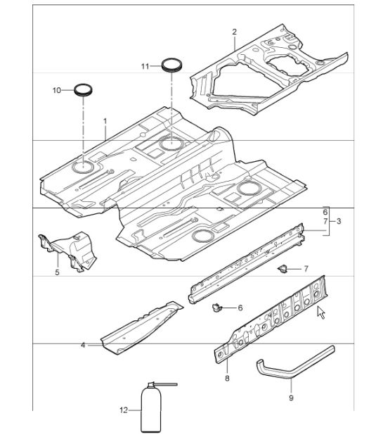 floor centre 987 Boxster / Boxster S 2005-08