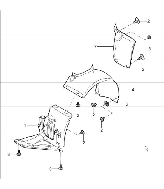 linings for wheel housing 987 Boxster / Boxster S 2005-08