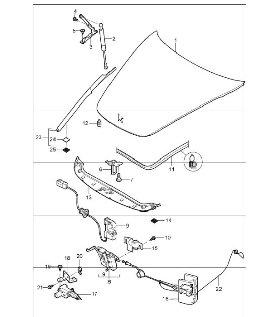 lid front 987 Boxster / Boxster S 2005-08