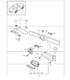 windscreen frame, sun visors 987 Boxster / Boxster S 2005-08