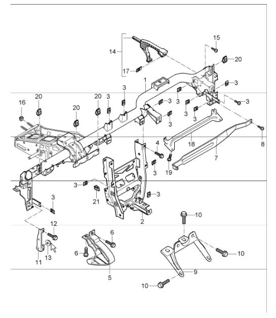 retaining frame dashboard 987 Boxster / Boxster S 2005-08