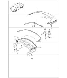 convertible top compartm. lid gaskets 987 Boxster / Boxster S 2005-08