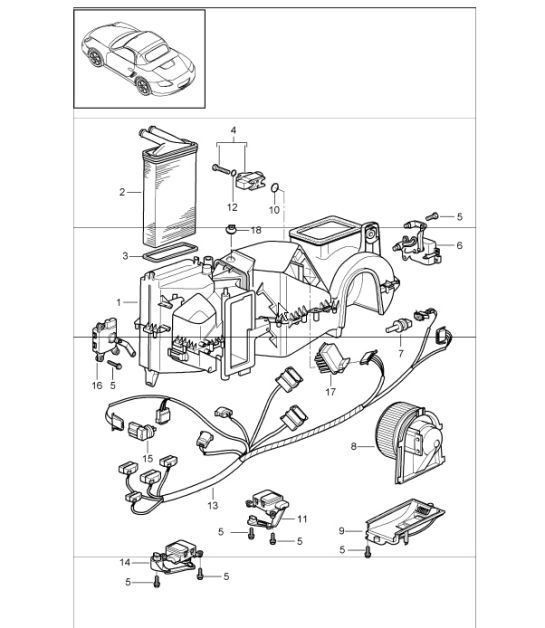 air conditioner single parts 987 Boxster / Boxster S 200508 Porsche