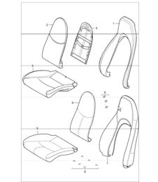 foam part, cover, standard seat, comfort seat 987 Boxster / Boxster S 2005-08