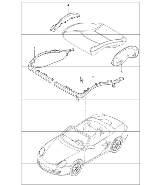 cushion carrier, frame, seat surface, sports seat 987 Boxster / Boxster S 2005-08