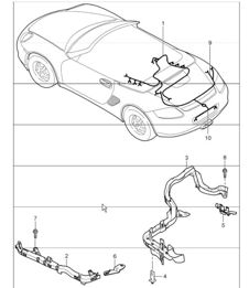 wiring harnesses: engine, rear end, license plate light, ParkAssist, repair kits for shock absorber, anti-lock brake system, brake pad wear indicator and rear axle 987 Boxster / Boxster S 2005-08