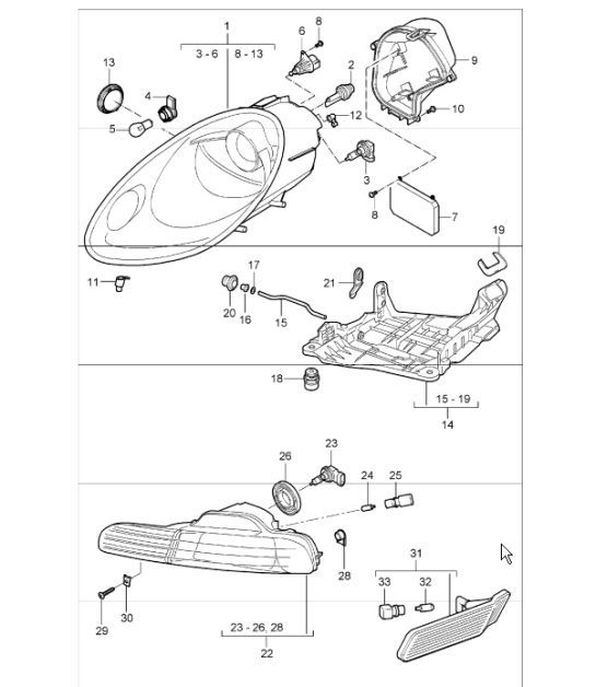 Diagram 905-01 Porsche Macan (95B) MK1 (2014-2018) Electrical equipment