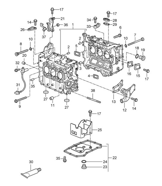 Diagram 101-005 Porsche Macan (95B) MK1 (2014-2018) Engine