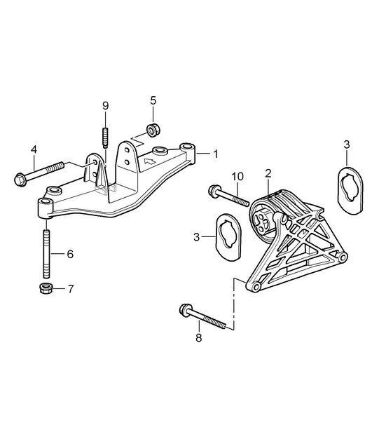 Engine suspension - 9720, 9721, 9722 - 987C.1 Cayman 2.7L / 3.4L 2006-08