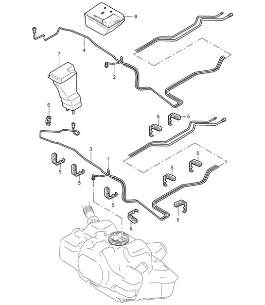 Diagram 201-005 Porsche Cayman 987C / 981C (2005-2016) Fuel System, Exhaust System