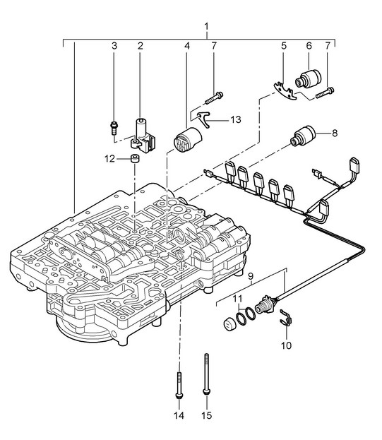 Tiptronic / Switch unit / Solenoid valve / Pressure regulator - A8702,A8721+ PR:249 - 987C.1 Cayman 2006-08