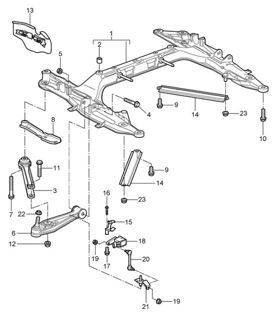 Diagram 401-000 Porsche Macan (95B) MK1 (2014-2018) Front Axle, Steering 