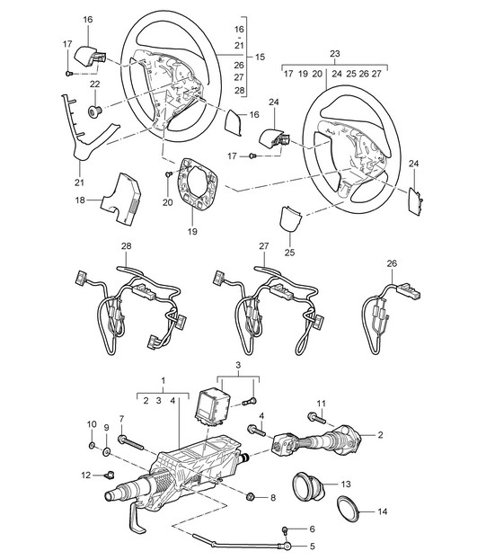 Steering protective pipe / Intermediate steering shaft / Steering wheels 987C.1 Cayman 2006-08