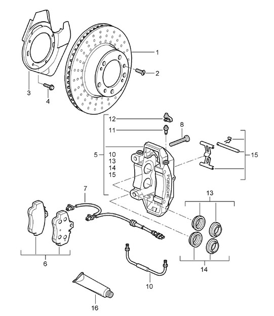 Disc brake / Front axle 987C.1 Cayman 2006-08