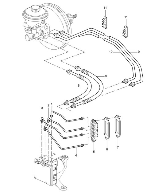Brake lines / Front end 987C.1 Cayman 2006-08