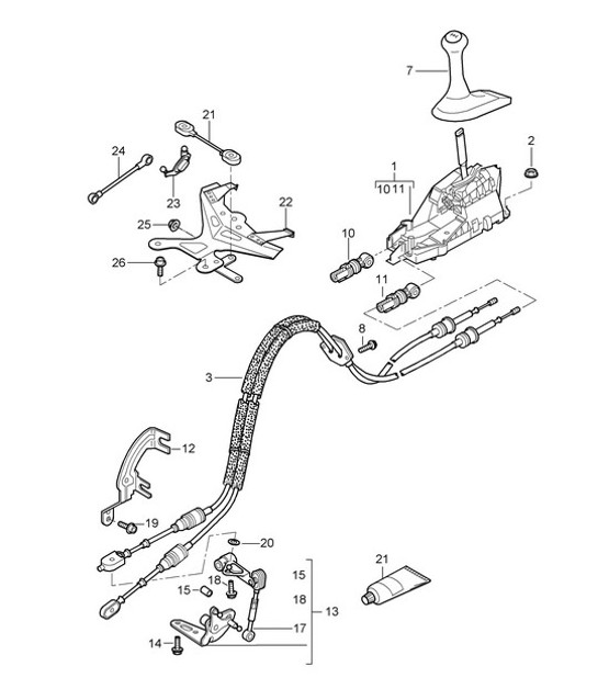 Diagram 701-000 Porsche Macan (95B) MK1 (2014-2018) Hand Lever System, Pedal Cluster 