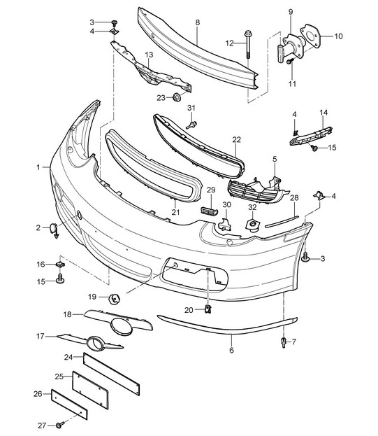 Front bumper 987C.1 Cayman 2006-08