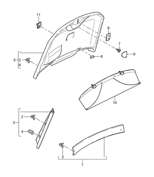 Linings / Rear lid 987C.1 Cayman 2006-08