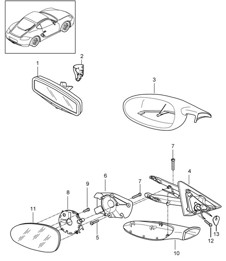 Interior mirror / Exterior mirror 987C.1 Cayman 2006-08