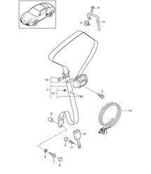 Seat belt 987C.1 Cayman 2006-08