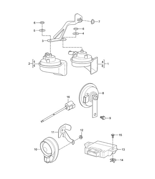 Fanfare / Signal horn / Alarm system 987C.1 Cayman 2006-08