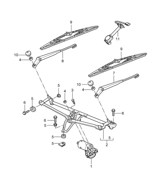 Windscreen wiper system, compl / Rain sensor 987C.1 Cayman 2006-08