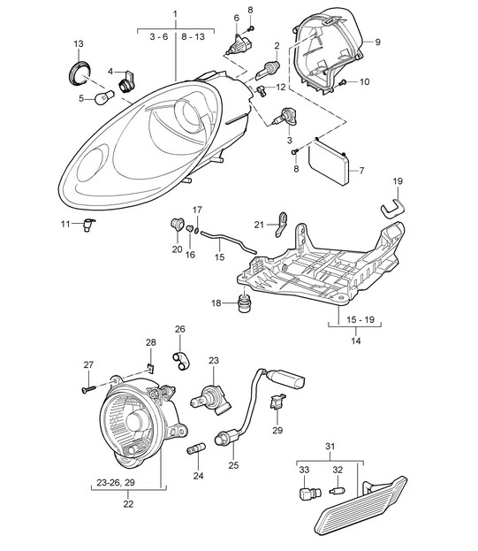 Headlights / Additional headlight / Turn signal repeater - PR:601 - 987C.1 Cayman 2006-08