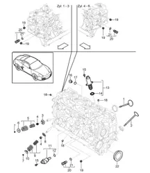 Cylinder head / Accessories / Valves  (Model: A120,A121) 987C.2 Cayman 2009-12