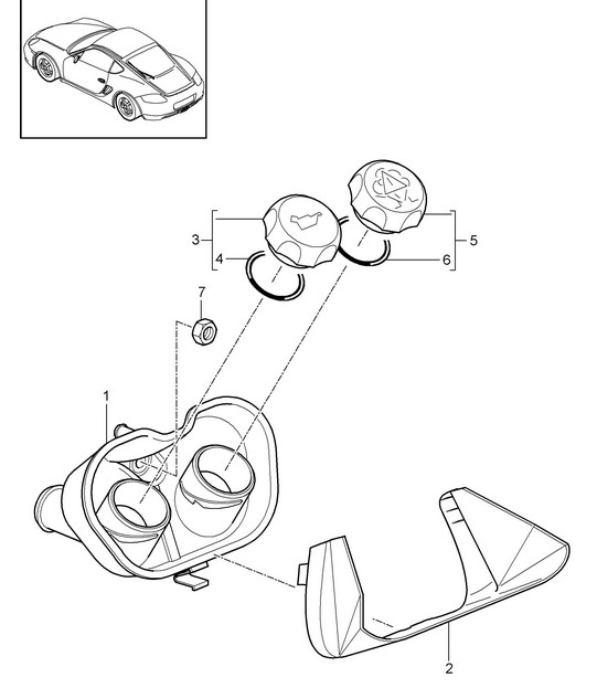 Water cooling / Service flap (Model: A120,A121) 987C.2 Cayman 2009-12