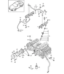 Fuel collection pipe / High pressure pump (Model: A121) 987C.2 Cayman 3.4L 2009-12