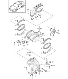 Intake air distributor / throttle valve adapter (Model: A120,A121) 987C.2 Cayman 2.9L / 3.4L 2009-12