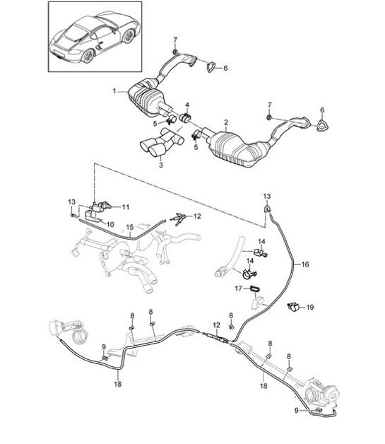Diagram 202-005 Porsche Boxster 718 (982) 2017>> Fuel System, Exhaust System