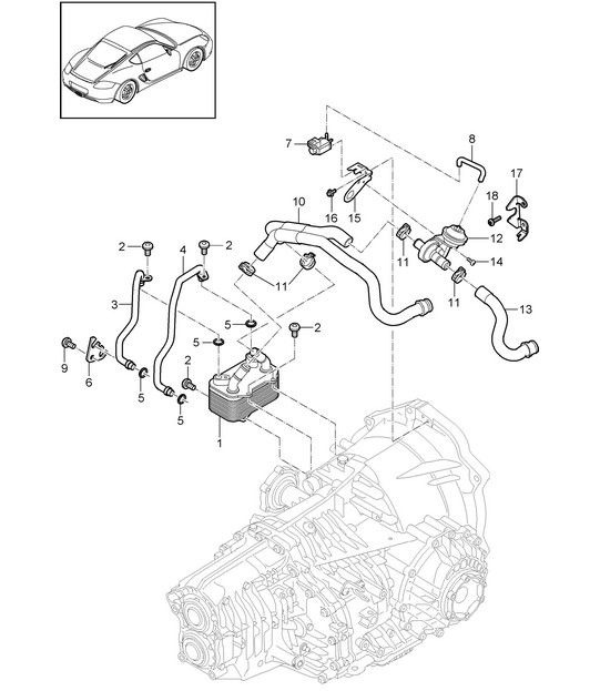 - PDK - Gearbox / heat exchanger / oil pipe / Water pipe 987C.2 Cayman 2009-12